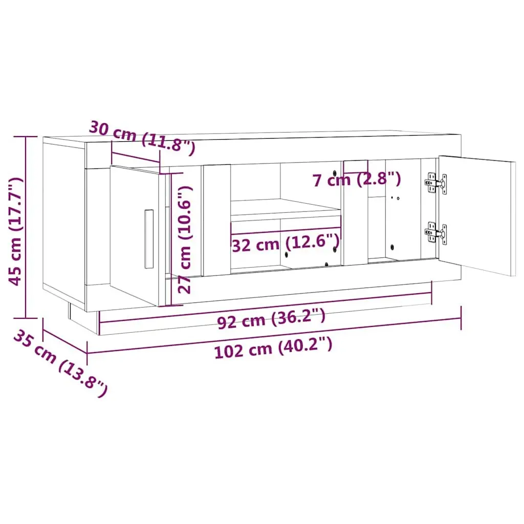 TV Cabinet White High Gloss Modern Storage Unit for Media 102L x 35W x 45H cm