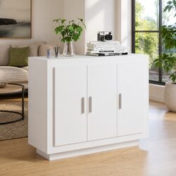 White Storage Sideboard - 92 x 35 x 75 cm, Engineered Wood