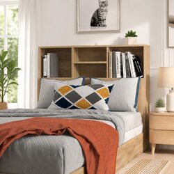100cm Wall-Mounted Headboard Cabinet in Brown