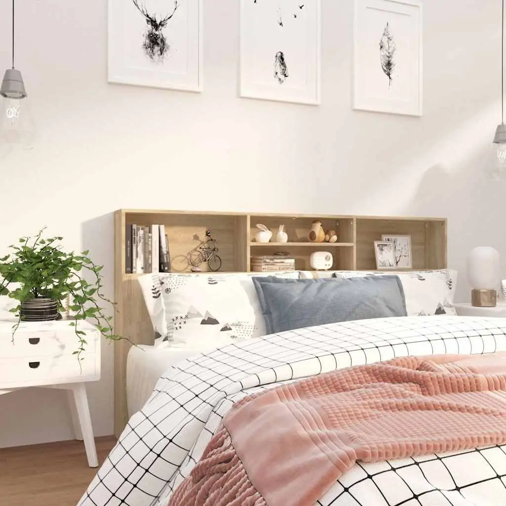 Headboard Cabinet Brown 180cm Bedroom Storage Nightstand Furniture with