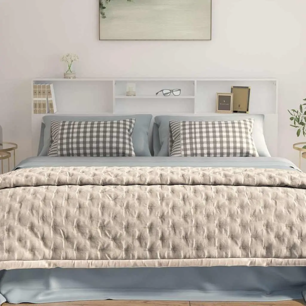 200 cm Wall-Mounted White Headboard Cabinet