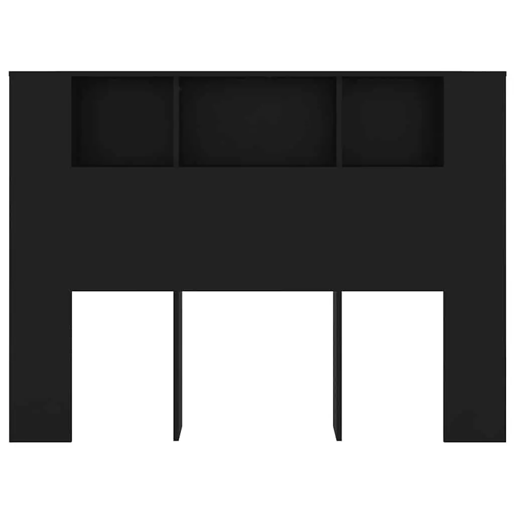Headboard Cabinet Black 140cm Wall-Mounted Bedroom Storage Bookcase