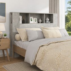 140cm Grey Engineered Wood Wall Mount Headboard Cabinet