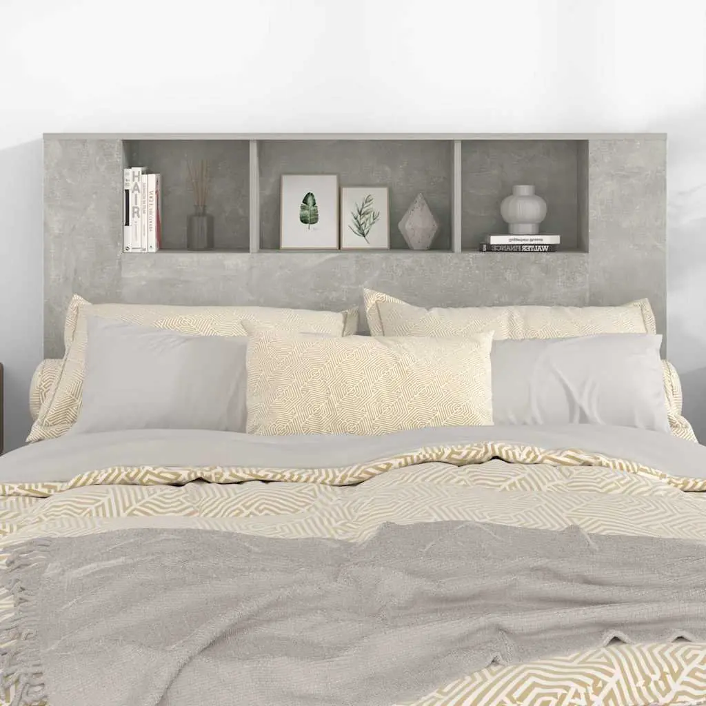 Headboard Cabinet Wall Mount Storage Bedroom Furniture Grey 140cm