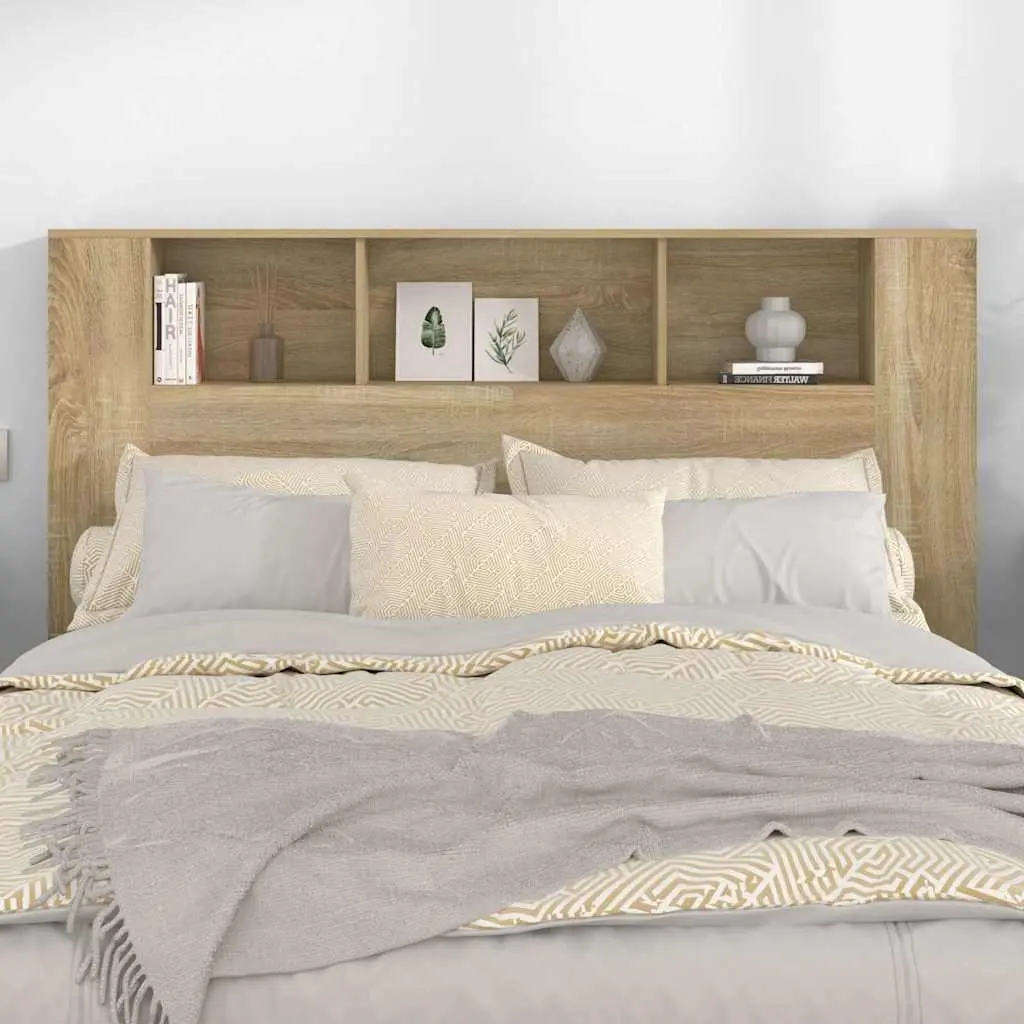 Headboard Cabinet Brown 160 cm Bedroom Storage Engineered Wood Bedside