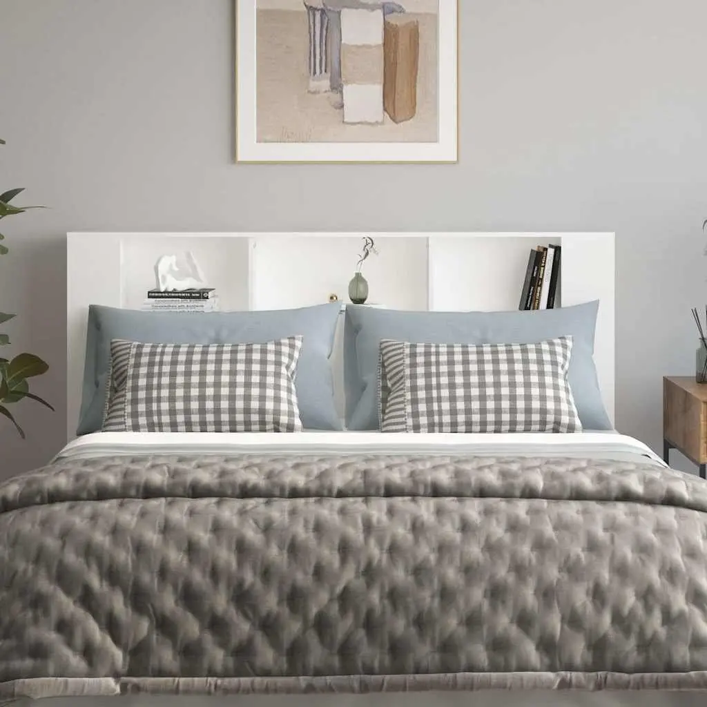 Headboard Cabinet White 180cm Bedroom Storage Wall-Mounted
