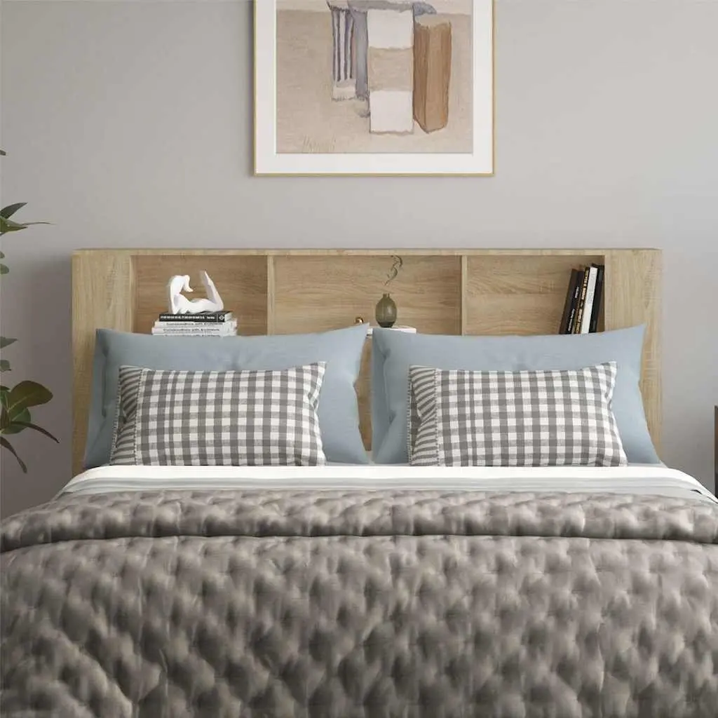 Headboard Cabinet with Storage Compartments Brown Wall-Mounted Bedroom