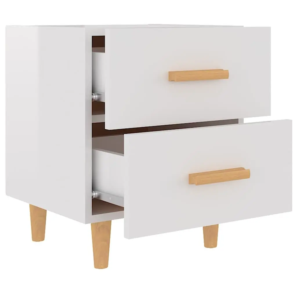 White Scandinavian Nightstand with Drawers
