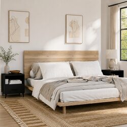 Black Bedside Cabinets with Drawer and Shelf - 2 Pack
