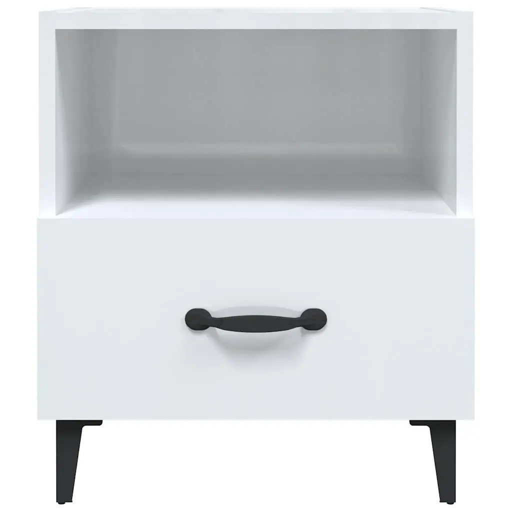 2 High Gloss White Engineered Wood Nightstands