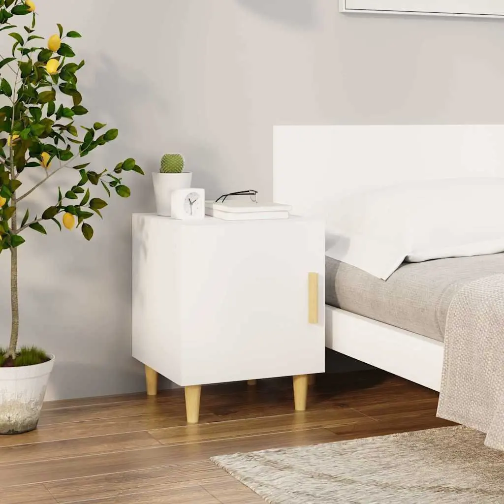 White Engineered Wood Bedside Cabinets, 2 Units