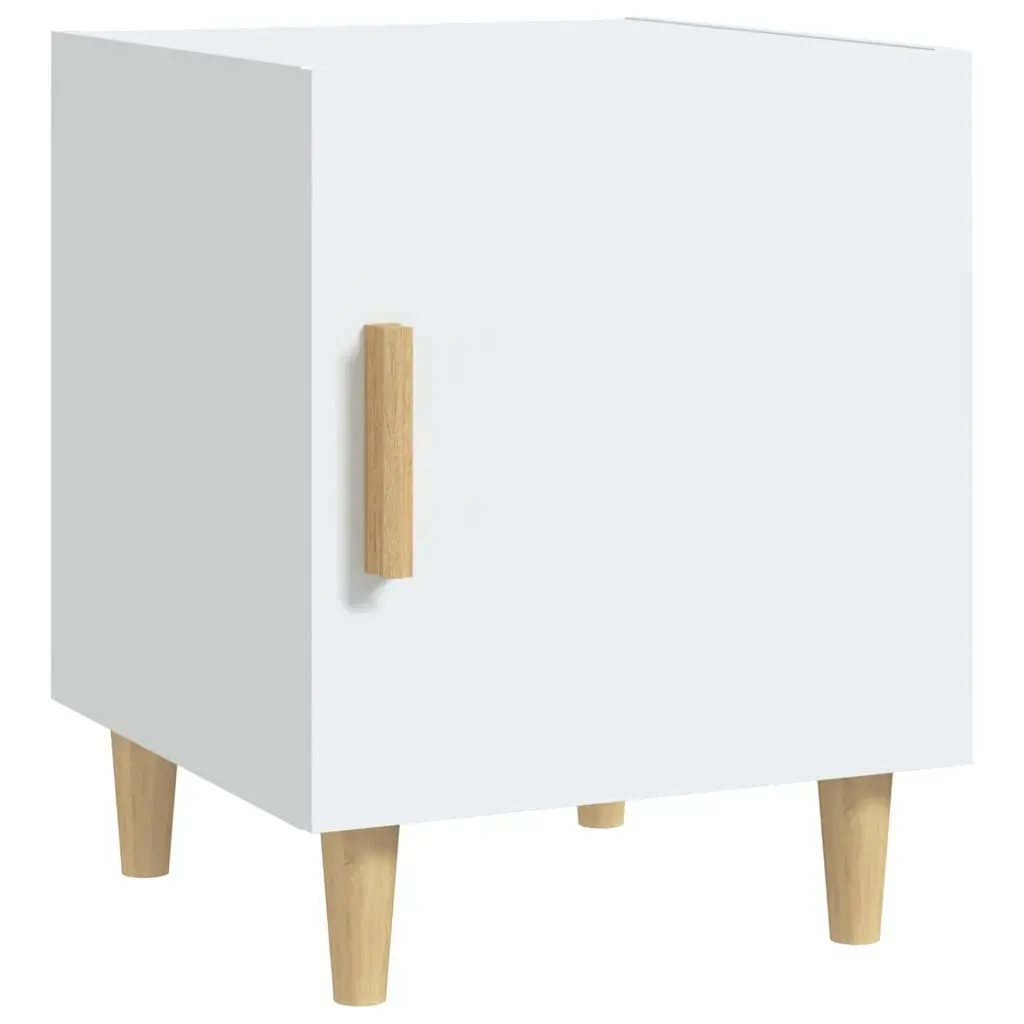 White Engineered Wood Bedside Cabinets, 2 Units
