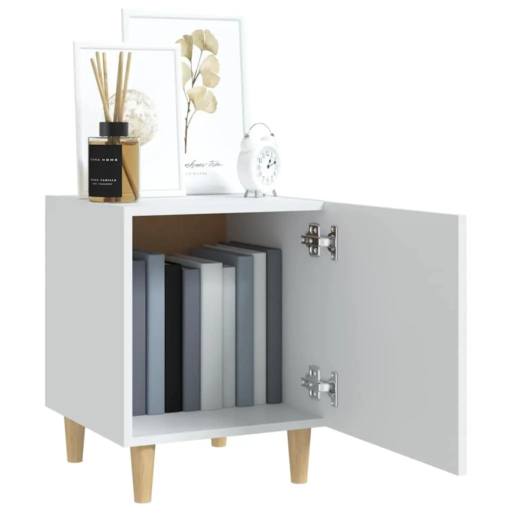 White Engineered Wood Bedside Cabinets, 2 Units