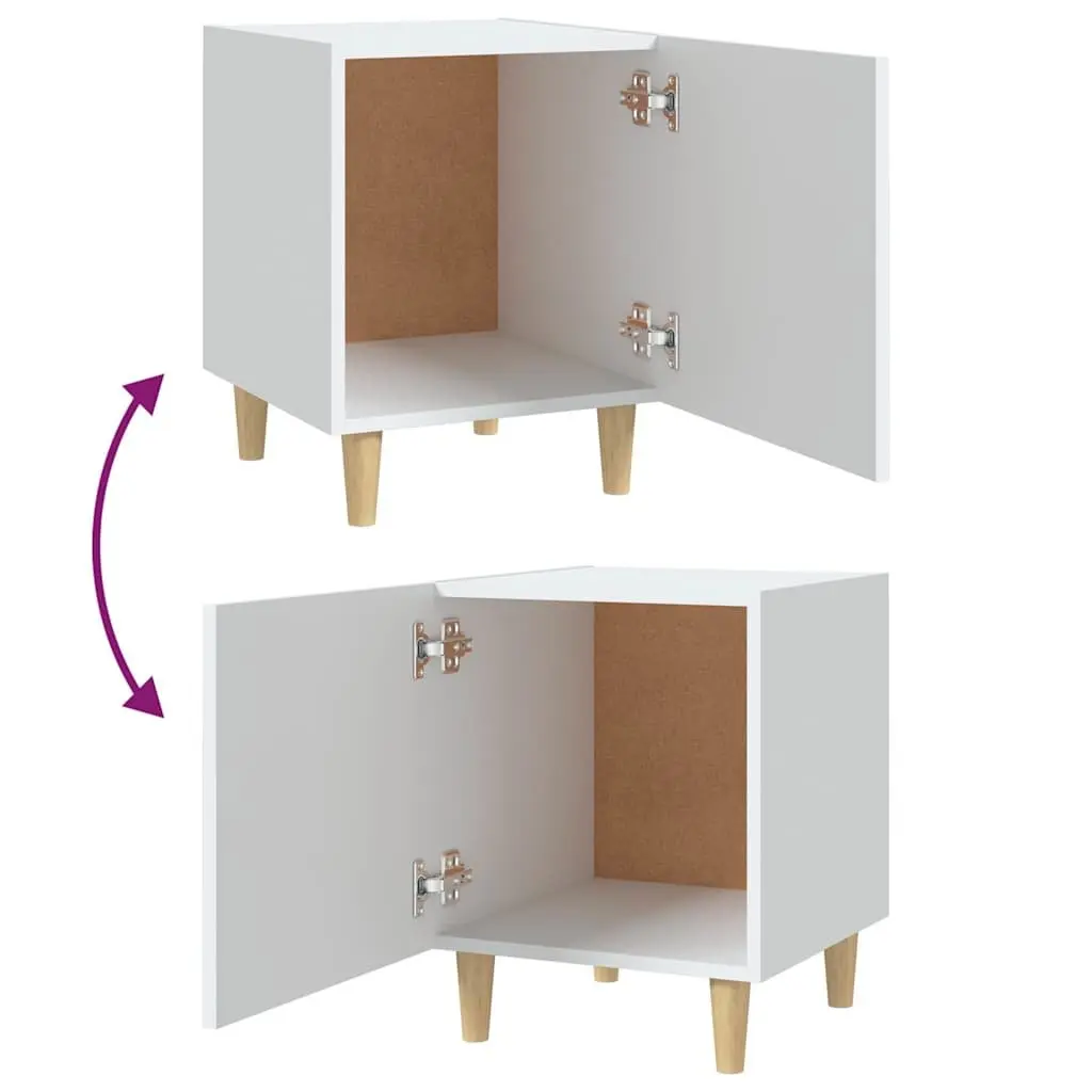 White Engineered Wood Bedside Cabinets, 2 Units