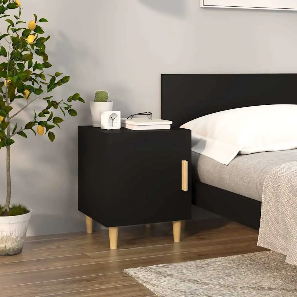 Bedside Cabinet Set of 2 Black Storage Nightstand Table Bedroom Furniture