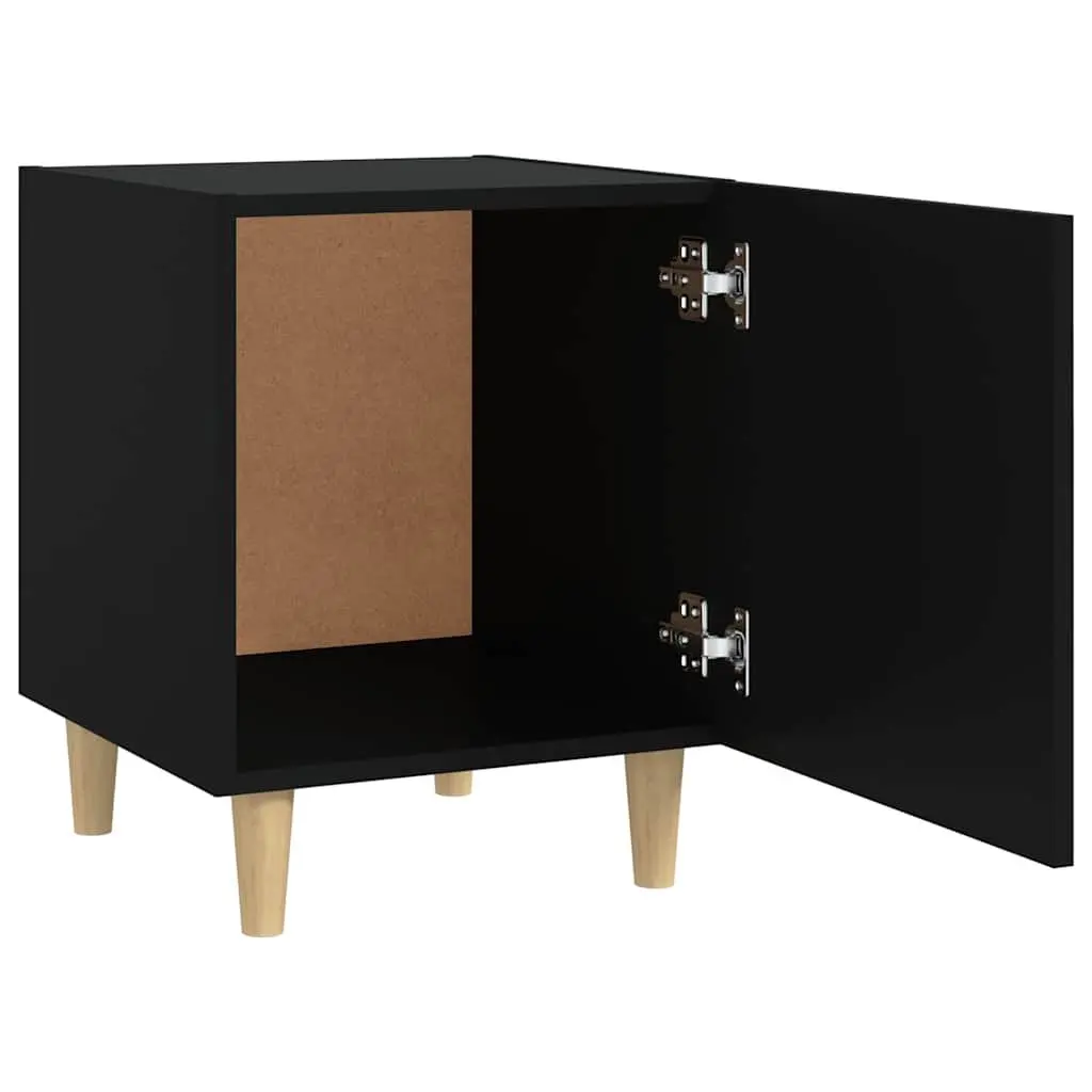 Bedside Cabinet Set of 2 Black Storage Nightstand Table Bedroom Furniture