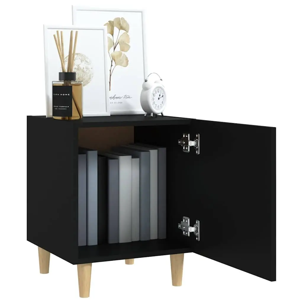 Bedside Cabinet Set of 2 Black Storage Nightstand Table Bedroom Furniture