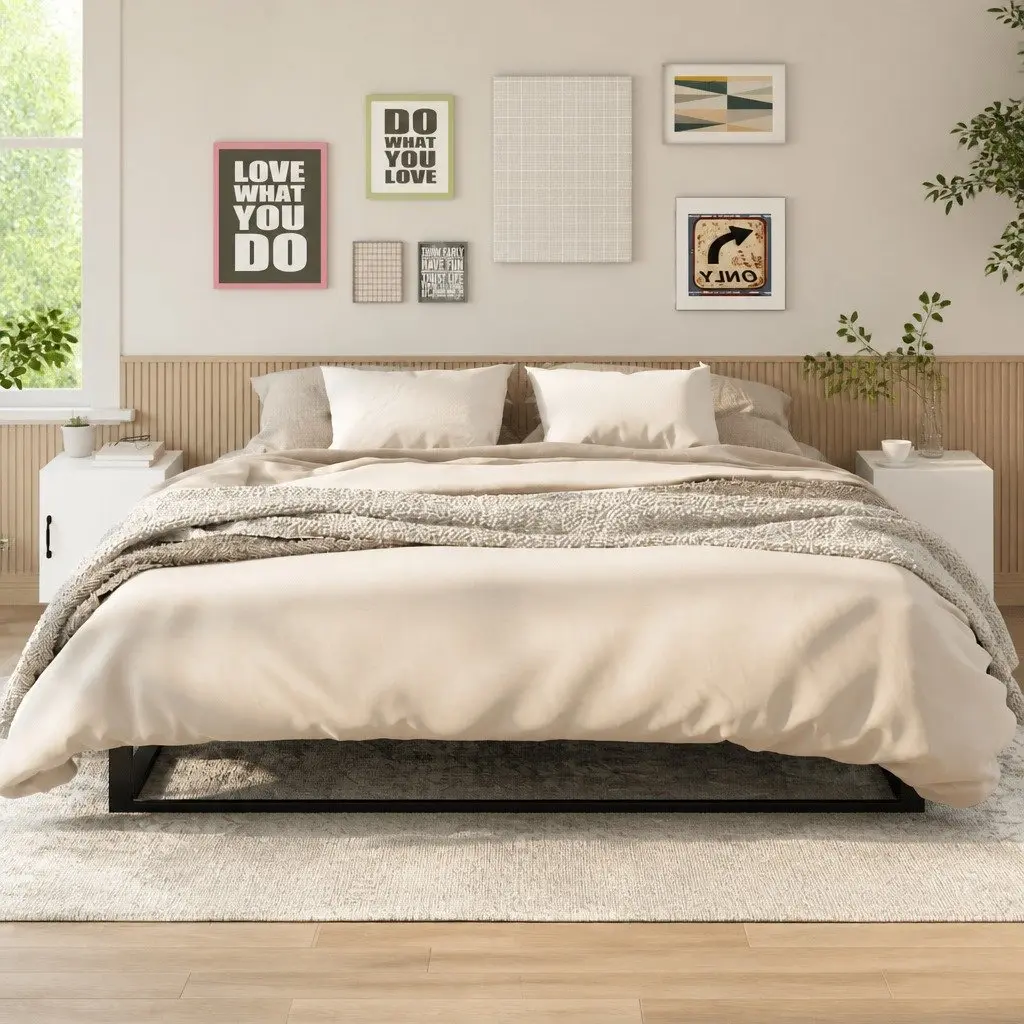 Bedside Cabinet White 2 Pieces Engineered Wood Storage Nightstand Organizer