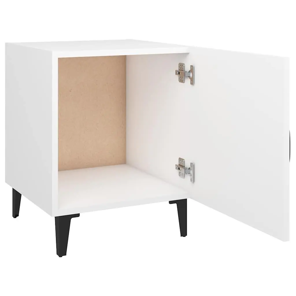 Bedside Cabinet White 2 Pieces Engineered Wood Storage Nightstand Organizer
