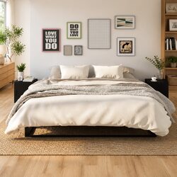 2-Piece Black Engineered Wood Nightstand Set