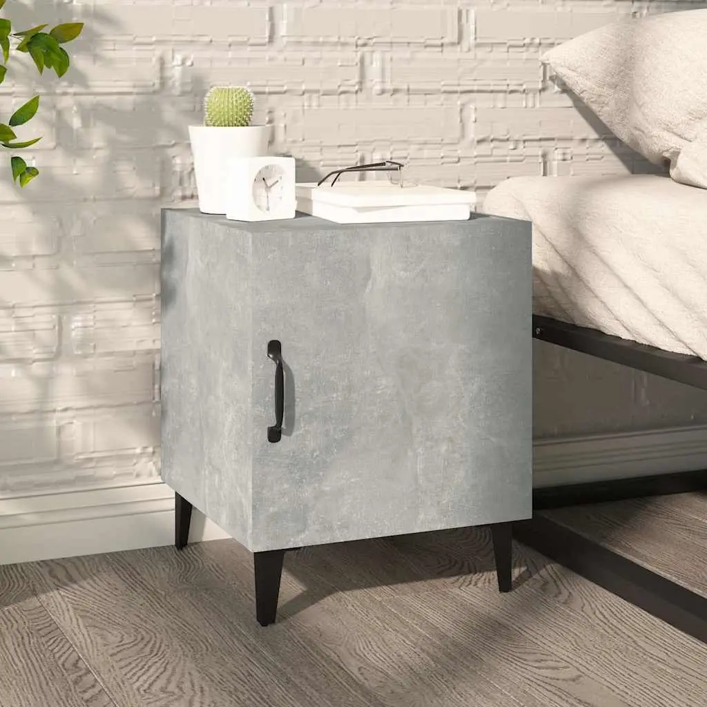 Bedside Cabinets 2 pcs Grey Engineered Wood Nightstand Storage Door