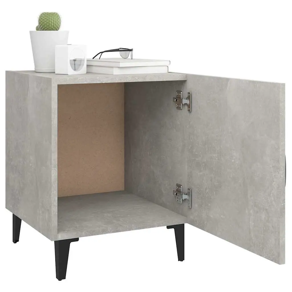 Bedside Cabinets 2 pcs Grey Engineered Wood Nightstand Storage Door