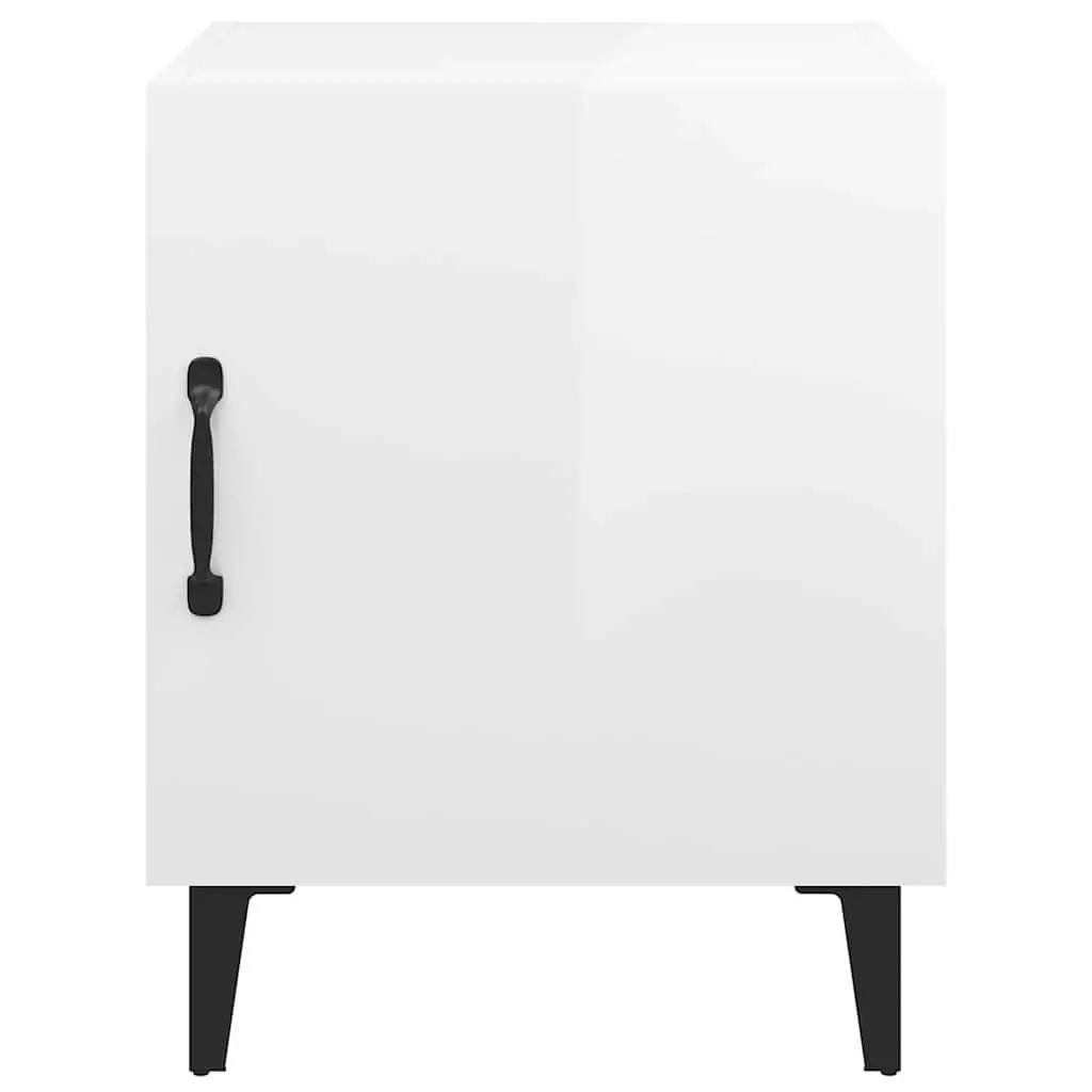 Engineered Wood White Nightstand with Single Door Storage