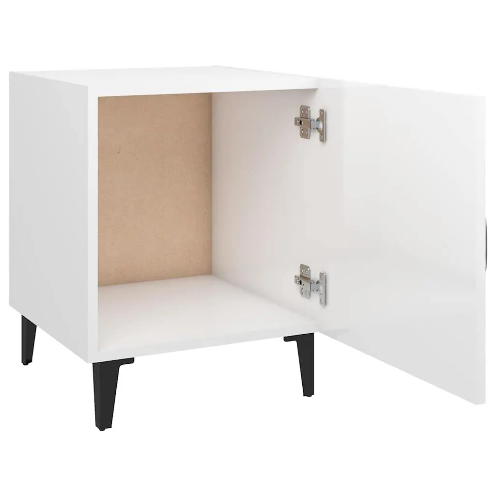 Engineered Wood White Nightstand with Single Door Storage