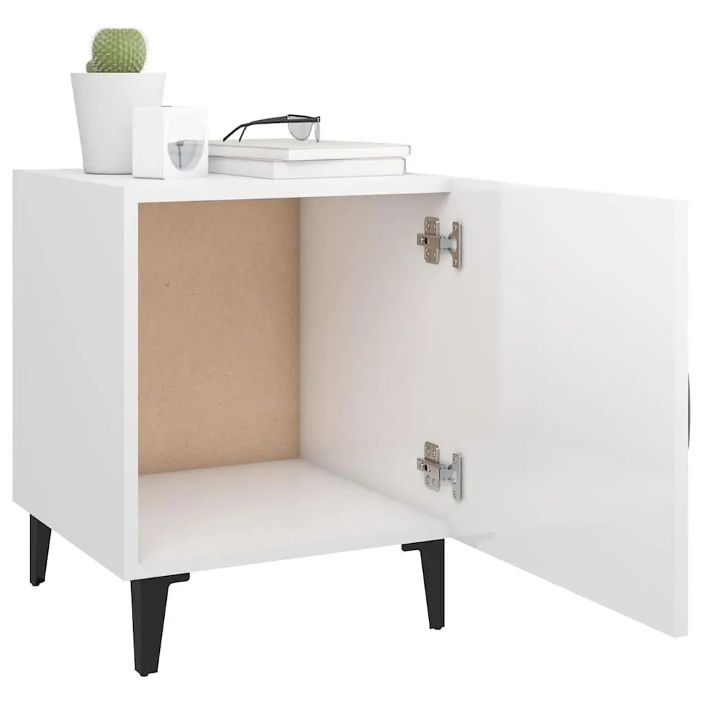 Engineered Wood White Nightstand with Single Door Storage