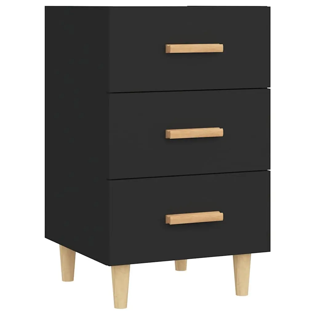 Bedside Cabinet Black 3 Drawer Nightstand Storage Table Bedroom Furniture