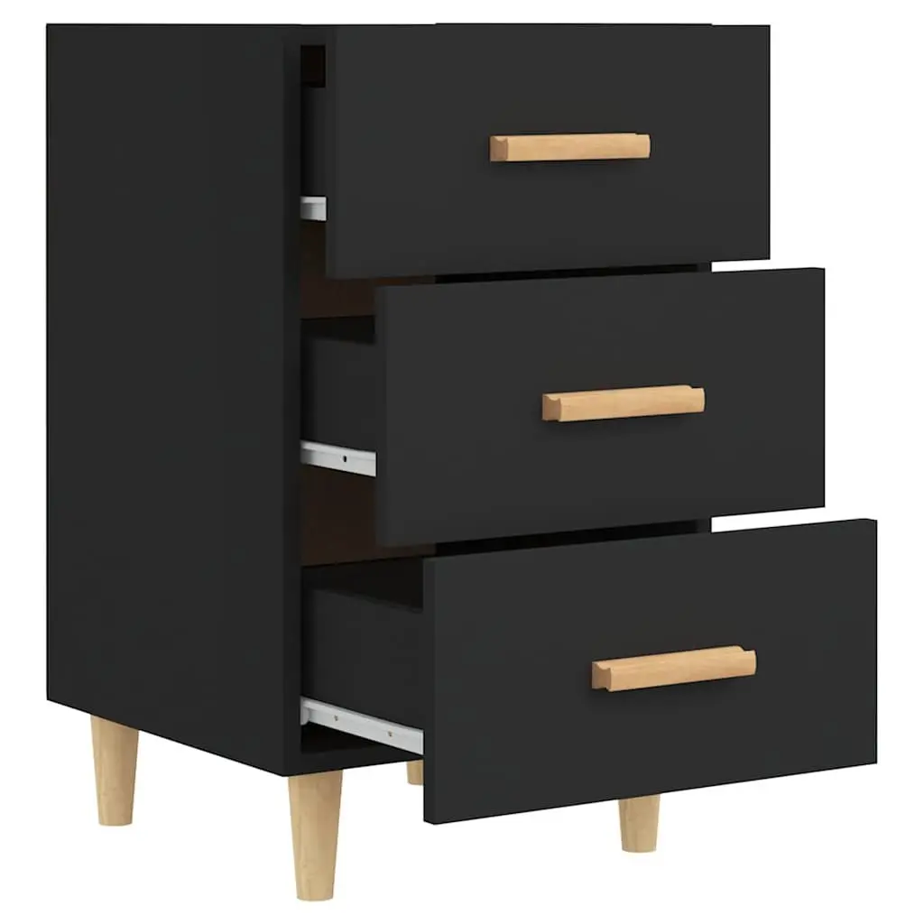 Bedside Cabinet Black 3 Drawer Nightstand Storage Table Bedroom Furniture