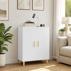 White Sideboard Cabinet - 70x34x90cm with Engineered Wood