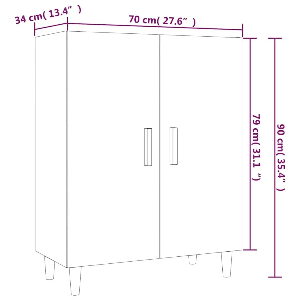 White Sideboard Cabinet Storage Buffet Furniture 70x34x90cm