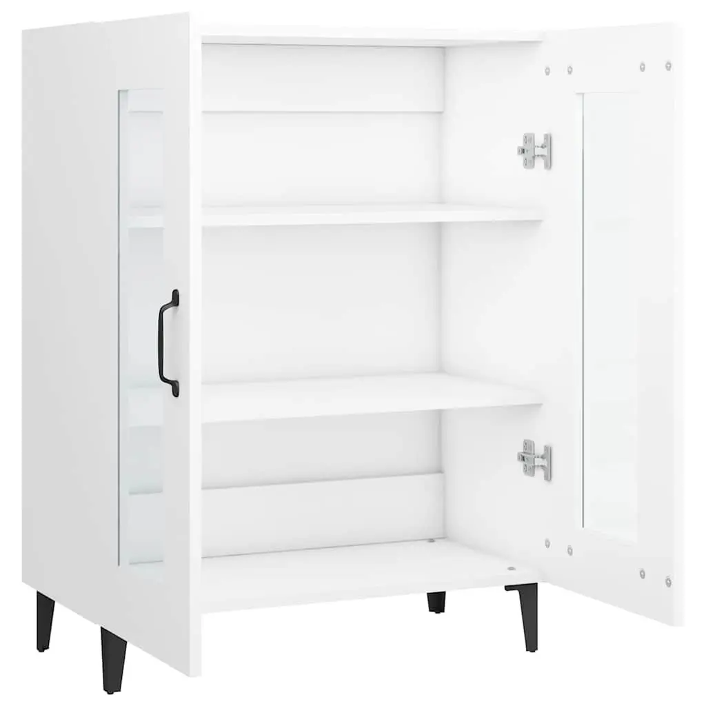 White Sideboard Cabinet for Living Room 69.5 x 34 x 90 cm with Glass Doors Storage Buffet Engineered Wood