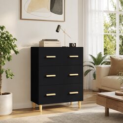 Black Sideboard Dimensions: 70x34x90 cm, 3 Drawers