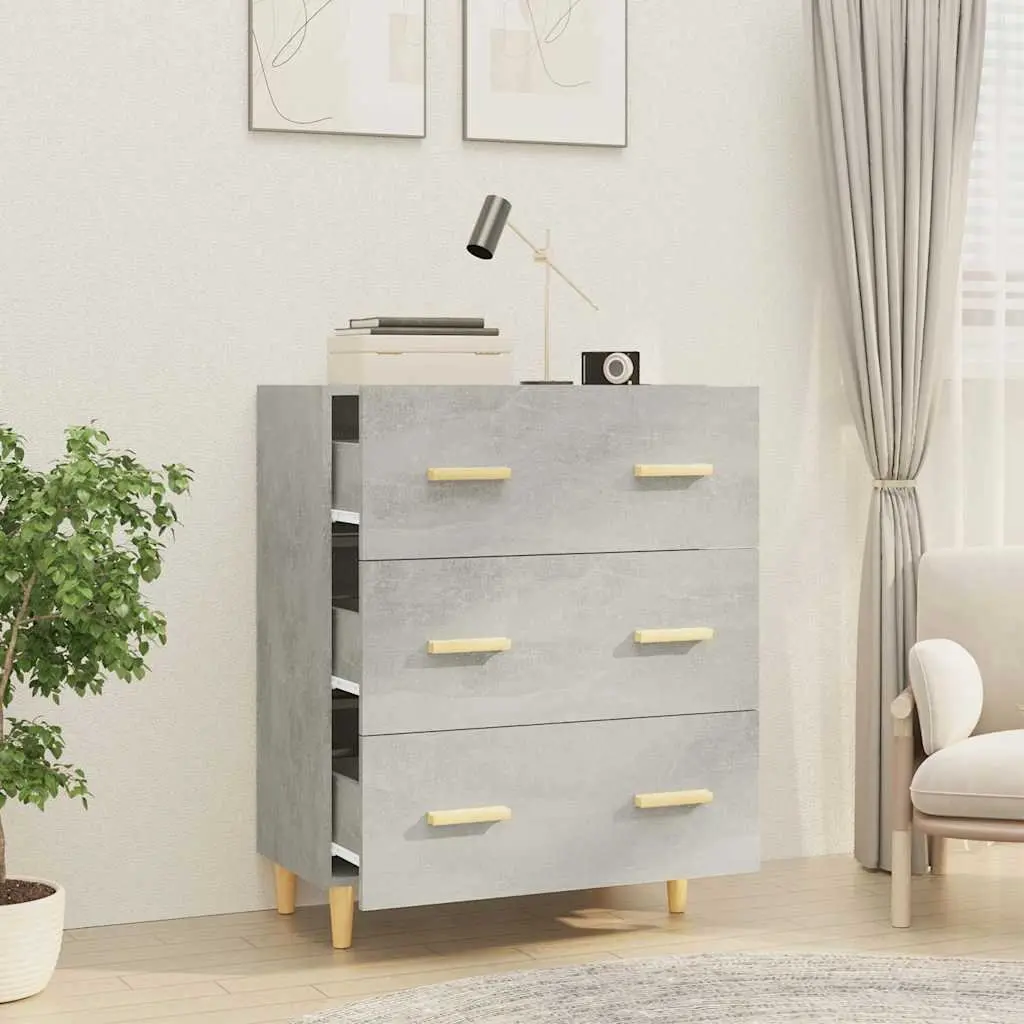 Grey Sideboard Storage Cabinet 70x34x90 cm, 3 Drawers