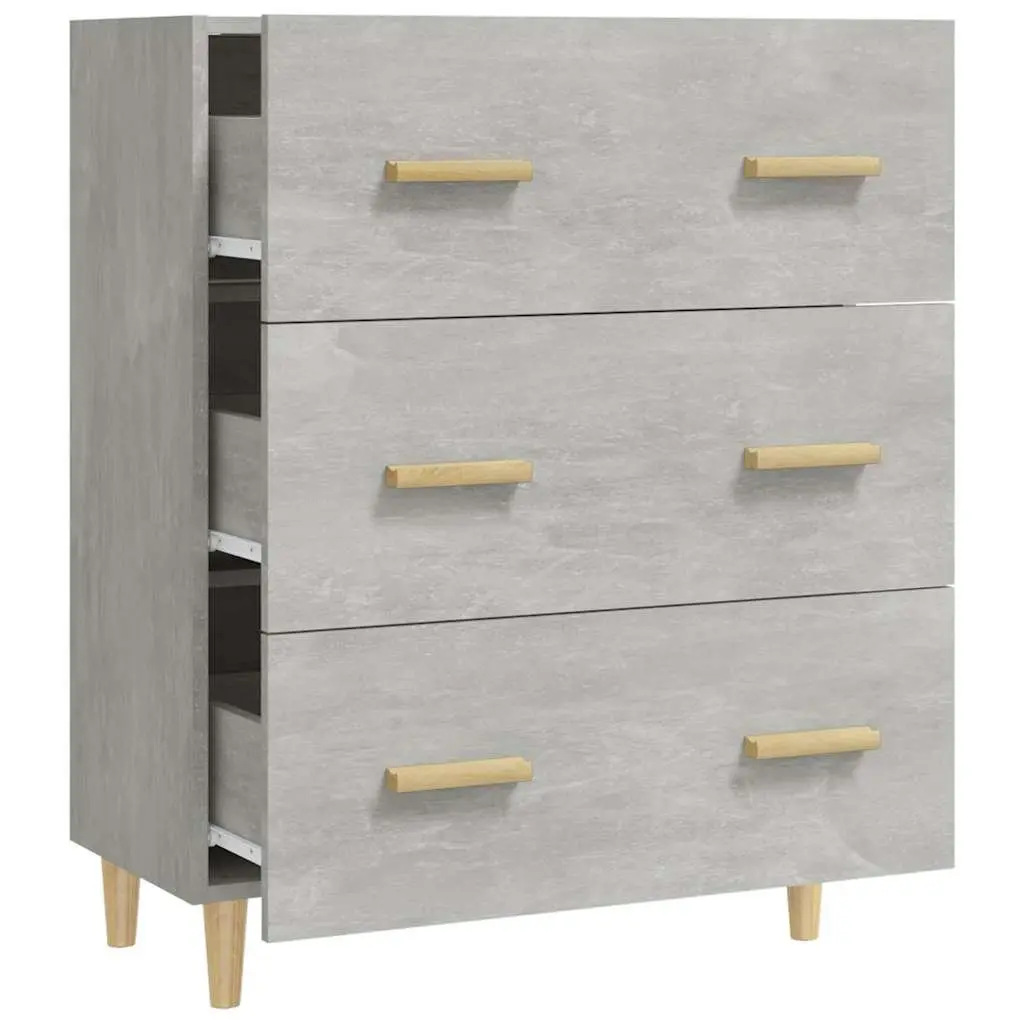 Grey Sideboard Storage Cabinet 70x34x90 cm, 3 Drawers