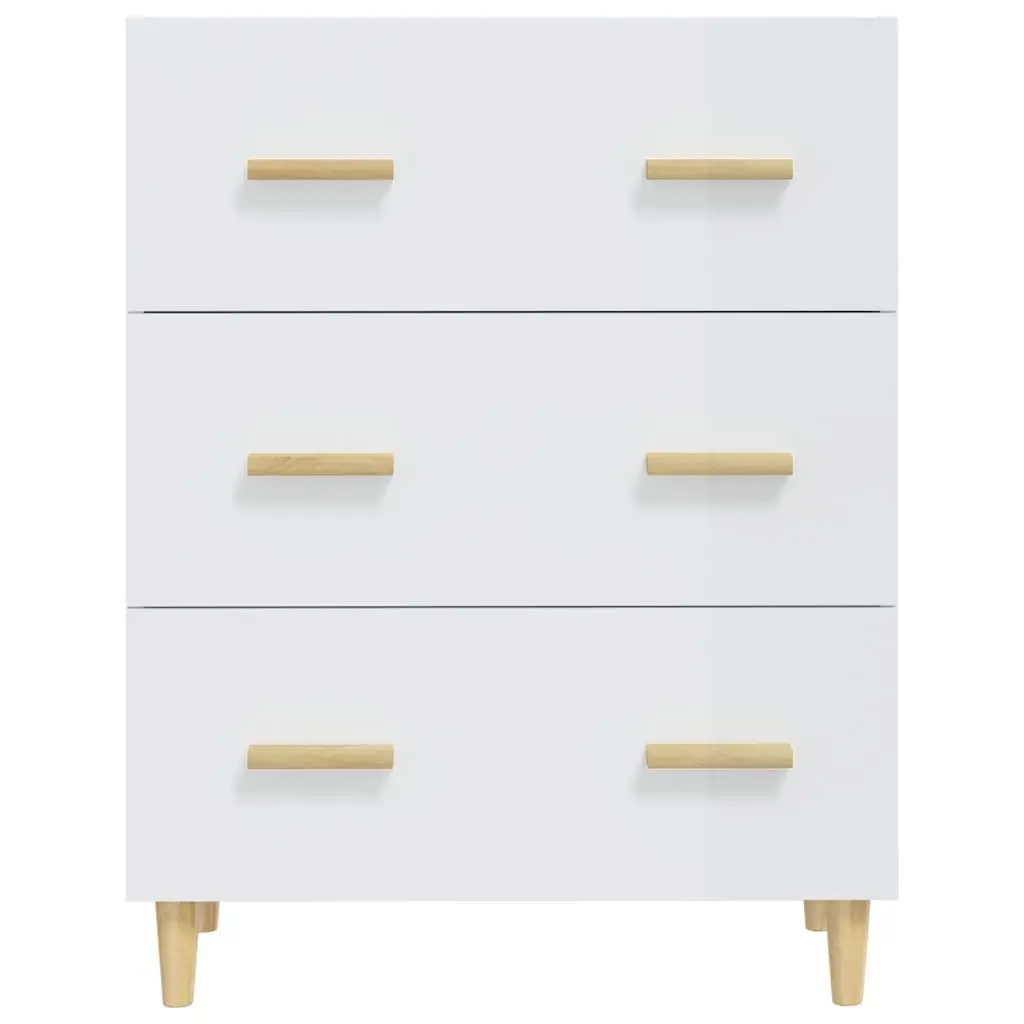 Sideboard Cabinet for Home 70x34x90cm White High Gloss Storage Buffet with 3 Drawers