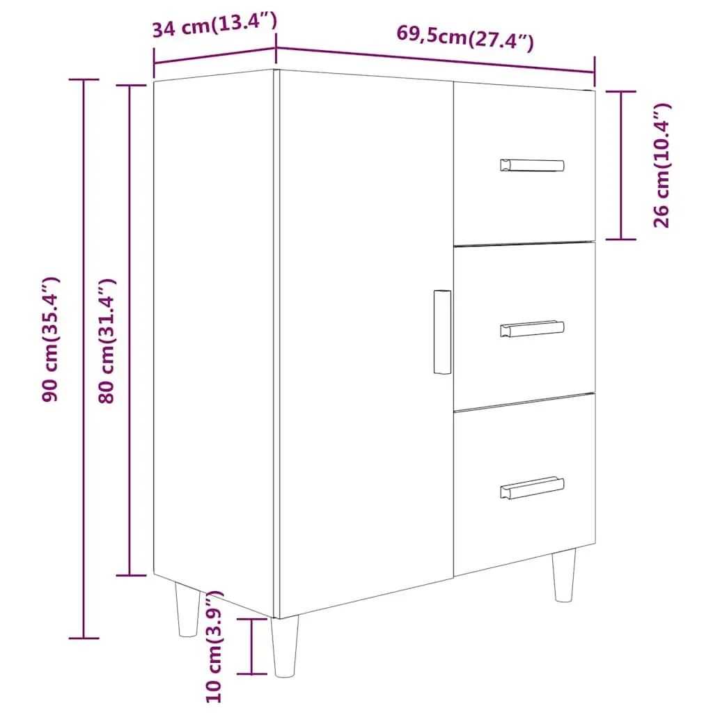 High Gloss White Sideboard
