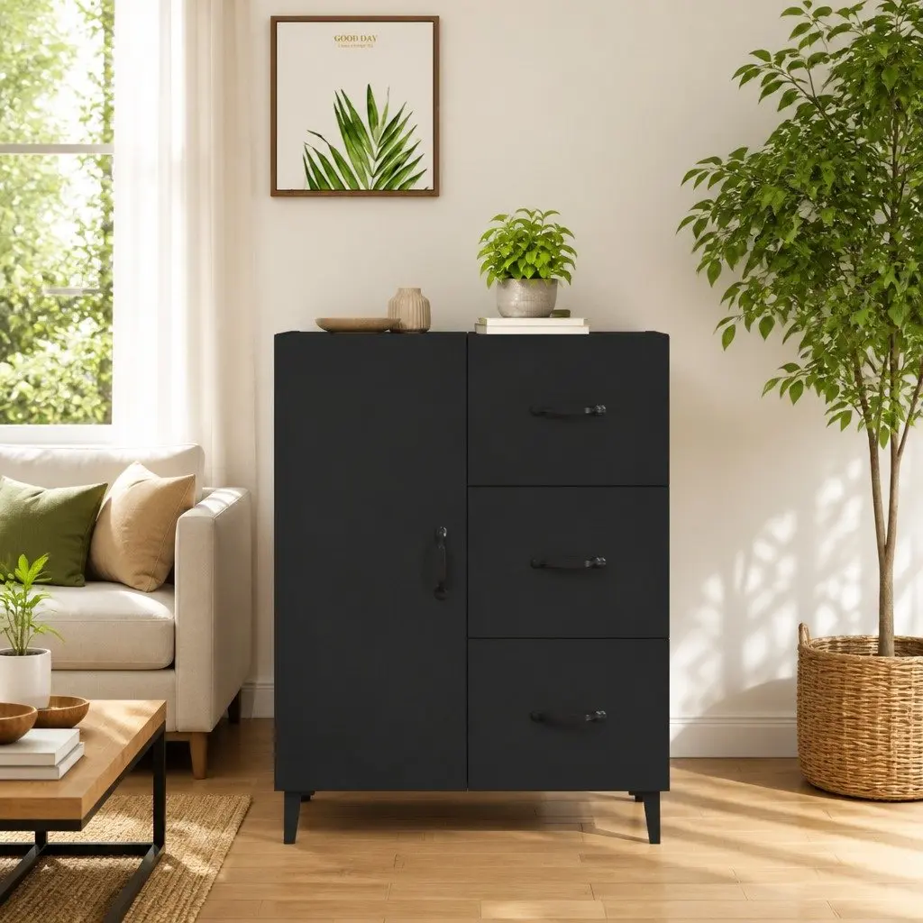 Black Sideboard Cabinet Storage Buffet 69.5x34x90cm
