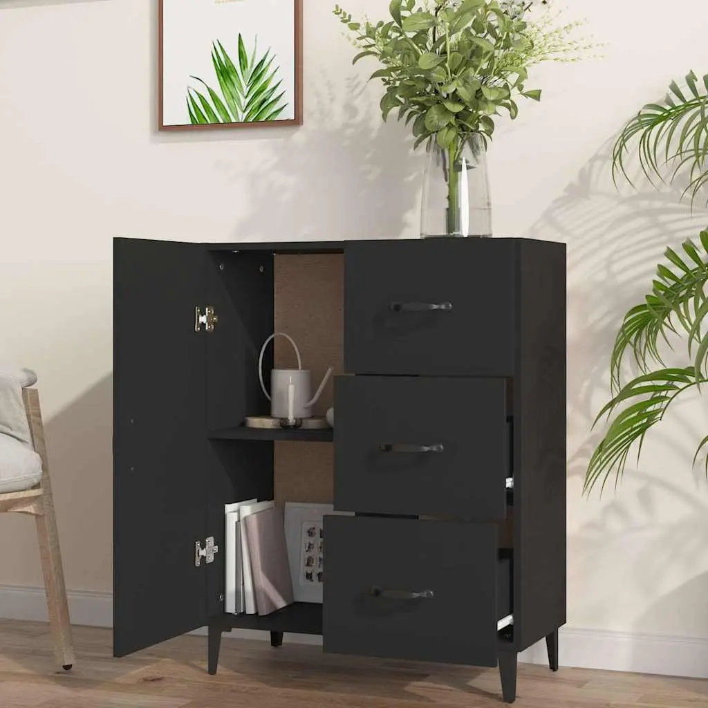 Black Sideboard Cabinet Storage Buffet 69.5x34x90cm