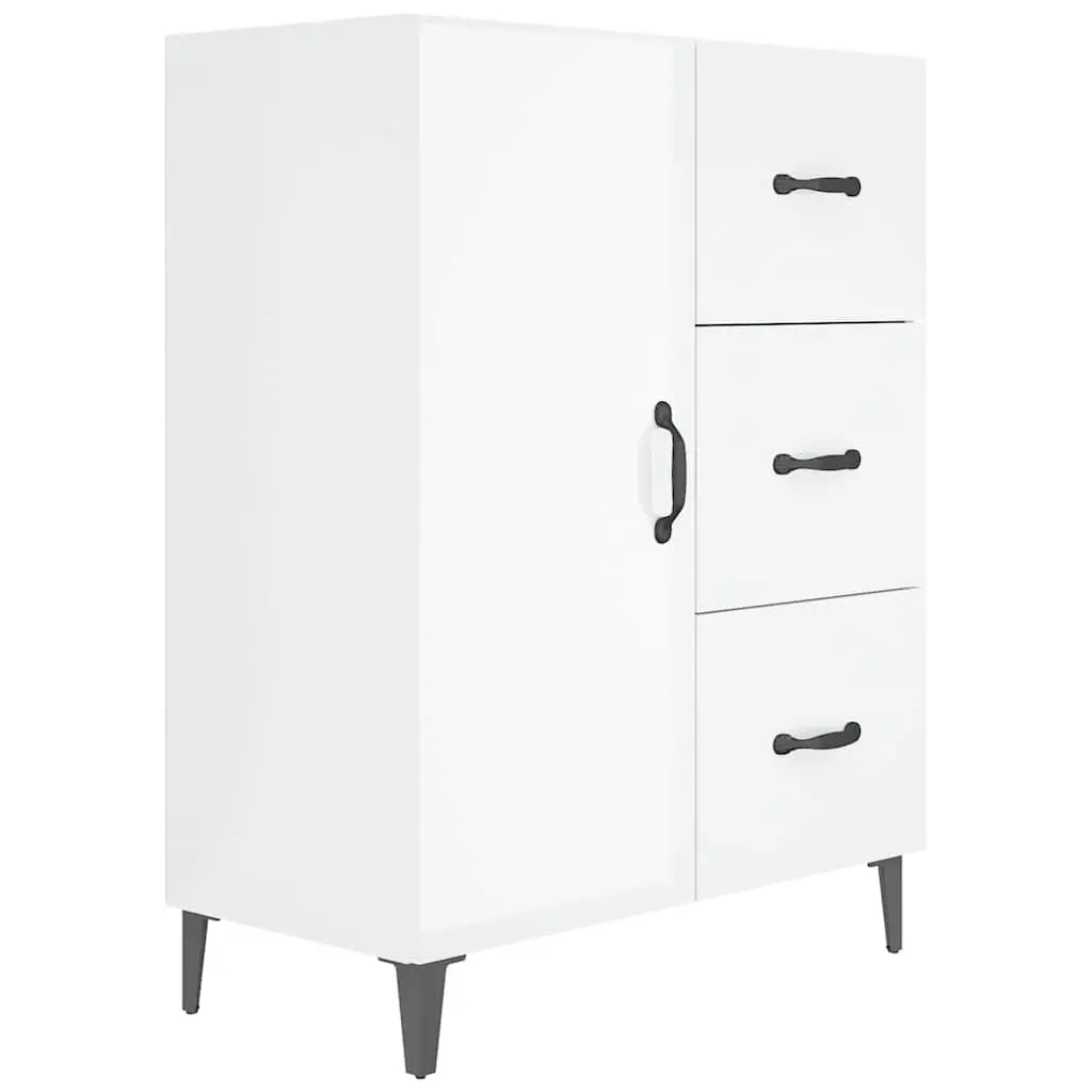 Sideboard Storage Cabinet for Home Use High Gloss White 1 Door 3 Drawers