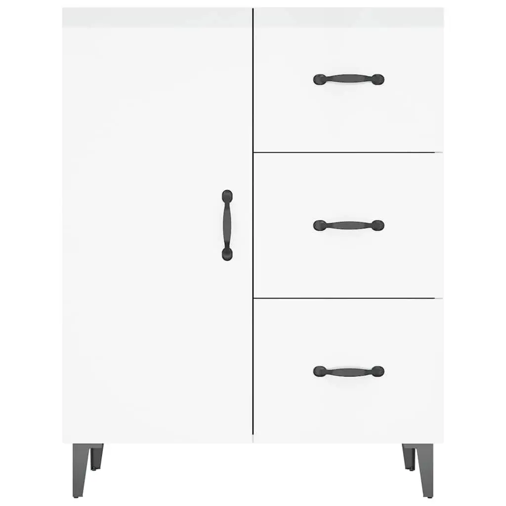 Sideboard Storage Cabinet for Home Use High Gloss White 1 Door 3 Drawers