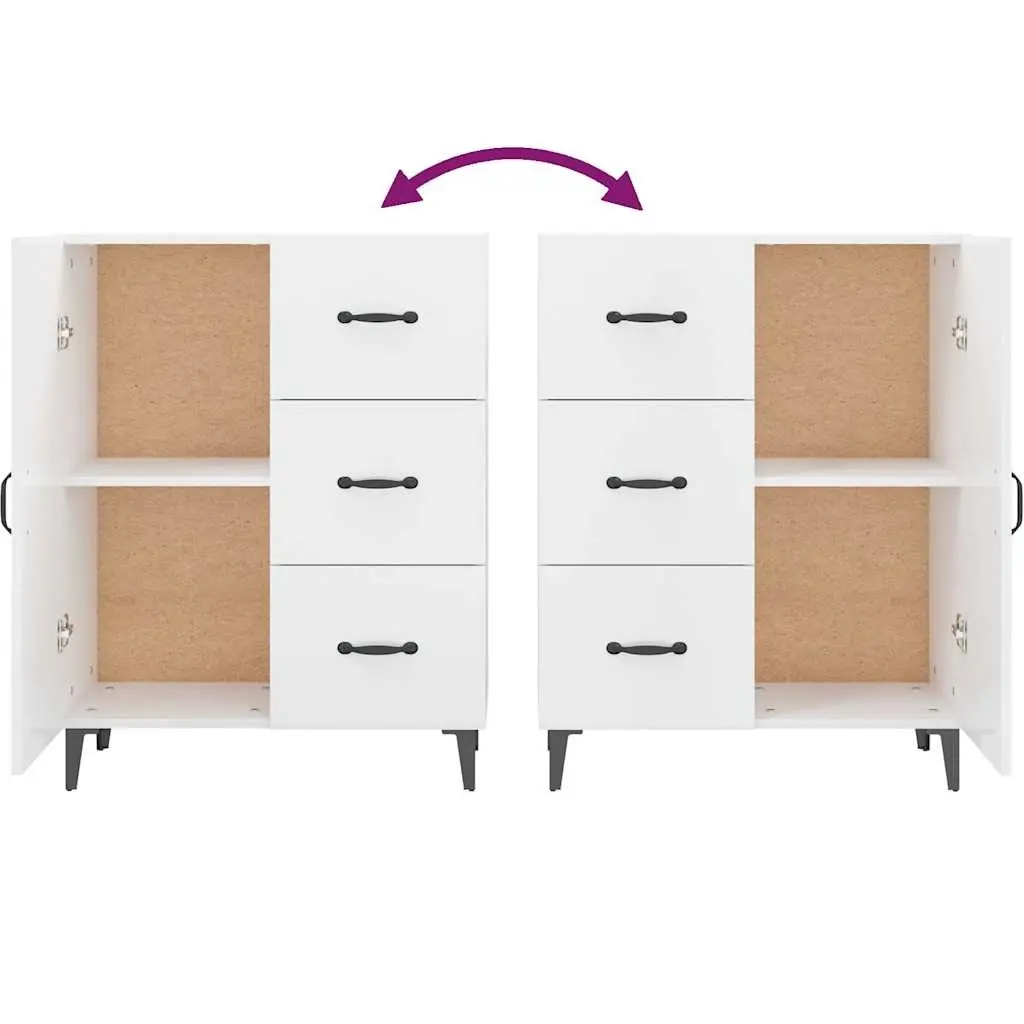 Sideboard Storage Cabinet for Home Use High Gloss White 1 Door 3 Drawers