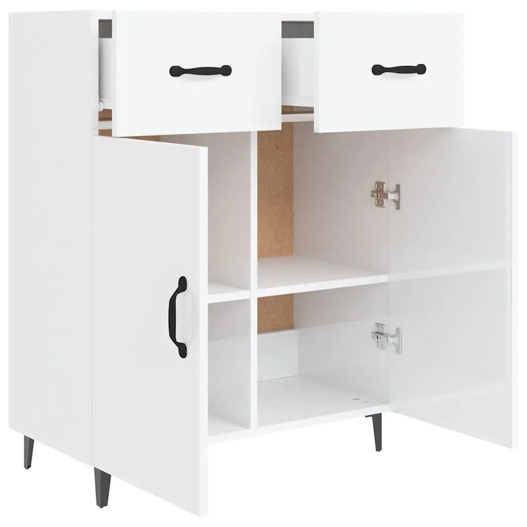 Sideboard High Gloss White 69.5x34x90cm Storage Cabinet 2 Doors 2 Drawers