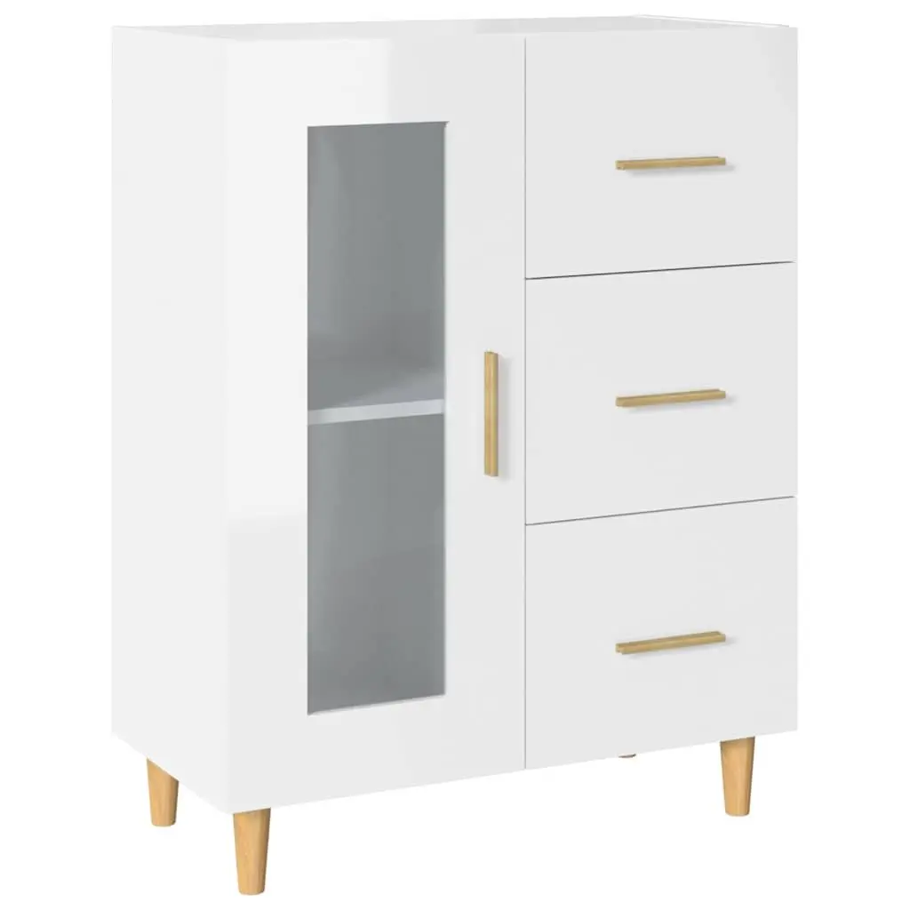 White High Gloss Sideboard Storage Cabinet for Living Room 69.5W x 34D x 90H cm
