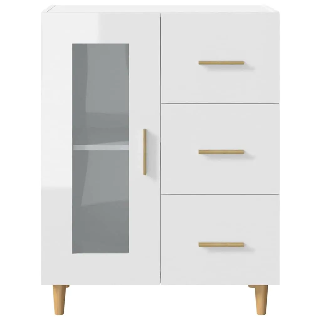 White High Gloss Sideboard Storage Cabinet for Living Room 69.5W x 34D x 90H cm