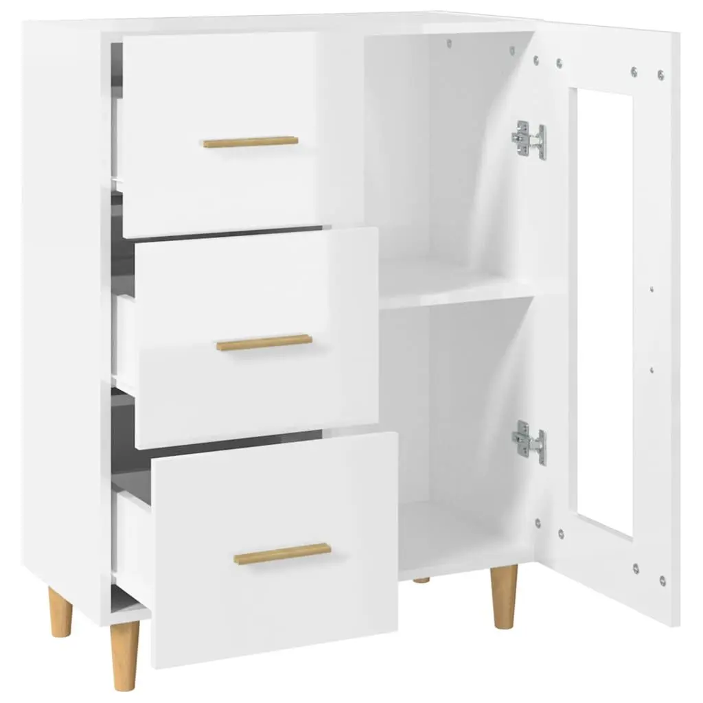 White High Gloss Sideboard Storage Cabinet for Living Room 69.5W x 34D x 90H cm