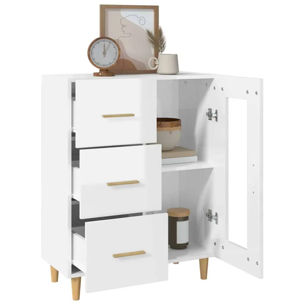White High Gloss Sideboard Storage Cabinet for Living Room 69.5W x 34D x 90H cm