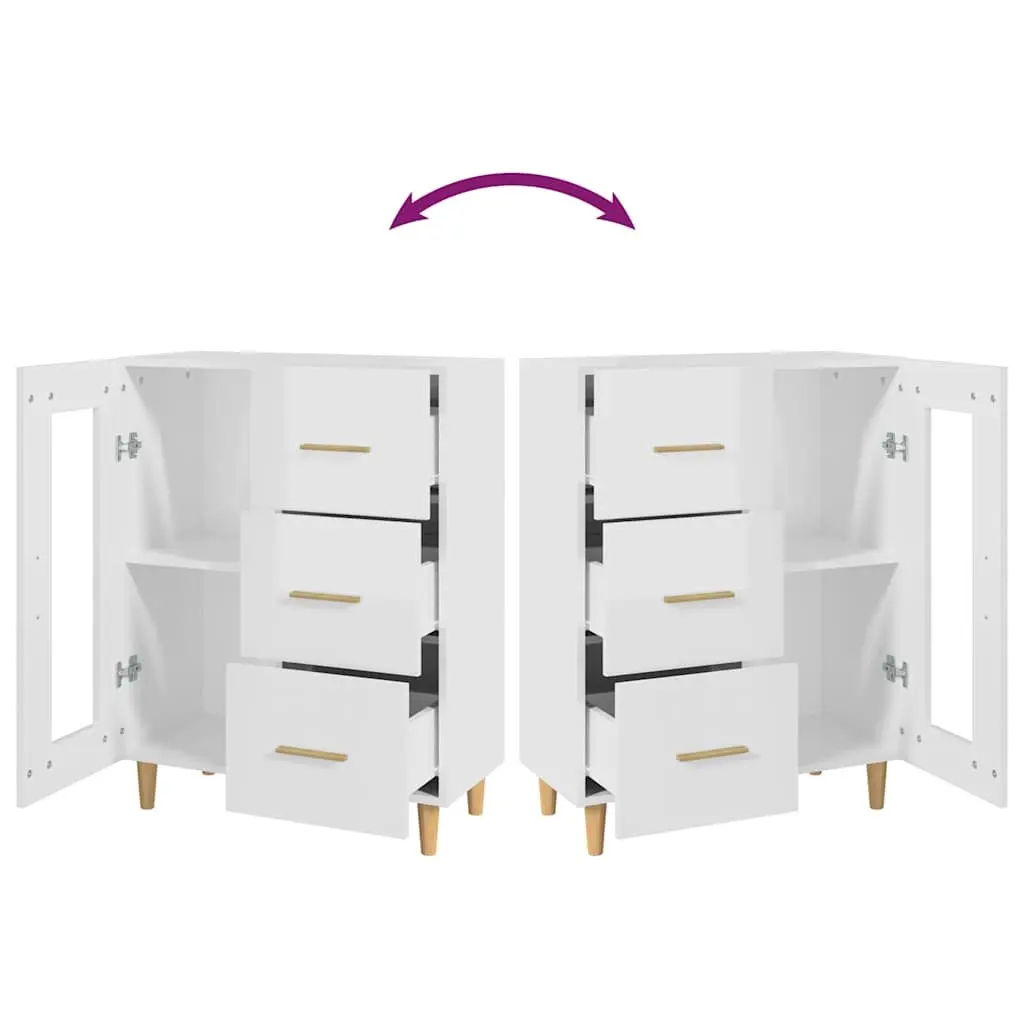 White High Gloss Sideboard Storage Cabinet for Living Room 69.5W x 34D x 90H cm